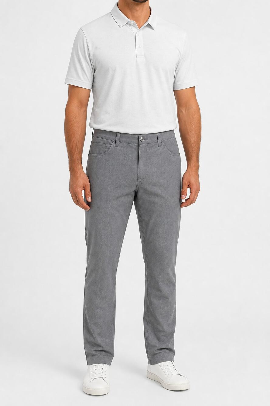 TravisMathew Men's Gray Micro-Check Performance Golf Pants 34x32 Athleisure